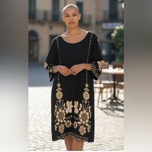 Black and Gold Floral Dress